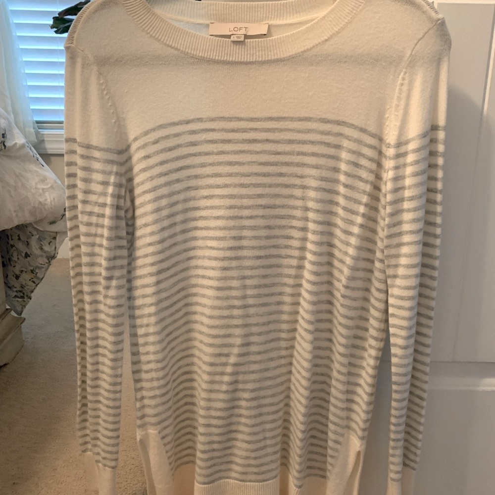 LOFT gray striped sweater - Picture 2 of 4